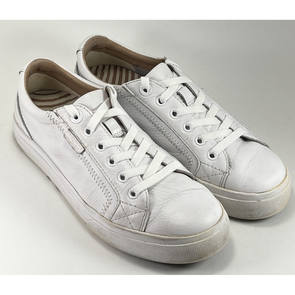 Taos Plim Soul Lux‎ PLX White Leather Women's Sneakers 7.5 Canvas Shoes 13994A